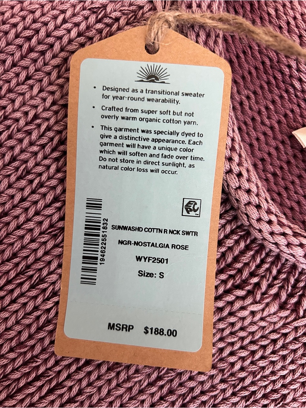 Faherty Crewneck Sweater in Dusty Mauve - Picture 4 of 4